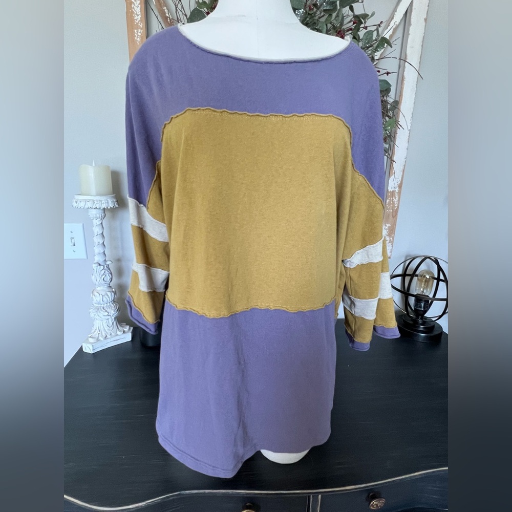 Purple and Mustard Colorblock tee